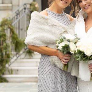 Silver faux fur shawl